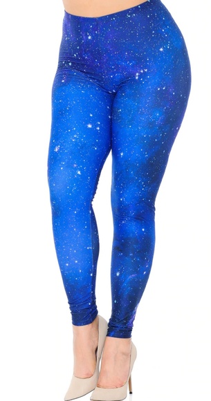 Blue Galaxy Plus Size Leggings One Size. - Picture 4 of 4